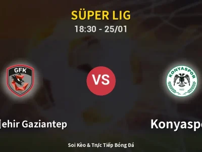 Kết Quả: Gazişehir Gaziantep 1-1 Konyaspor – Highlight & Bàn Thắng | Süper Lig