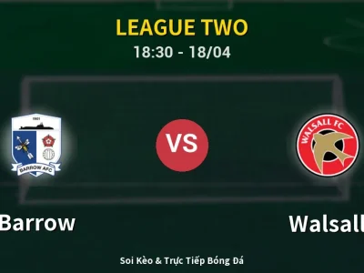Soi Kèo Barrow vs Walsall – 18:30 18/04 | Nhận Định, Dự Đoán Tỷ Số